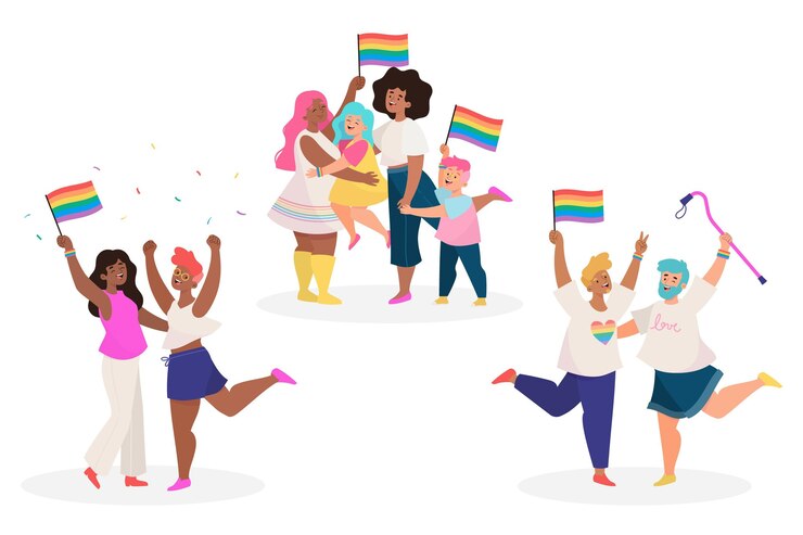Vector gratuito colección familiar del día del orgullo dibujada a mano