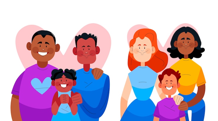 Vector gratuito colección familiar del día del orgullo plano orgánico