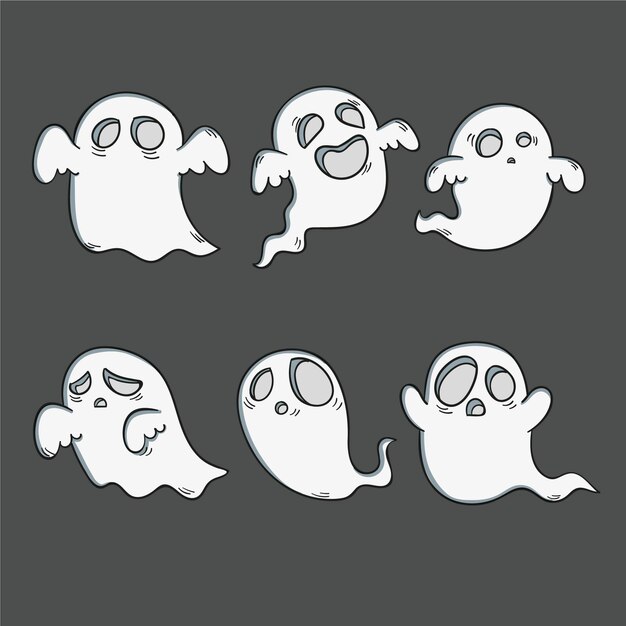 Colección fantasma de halloween dibujada a mano