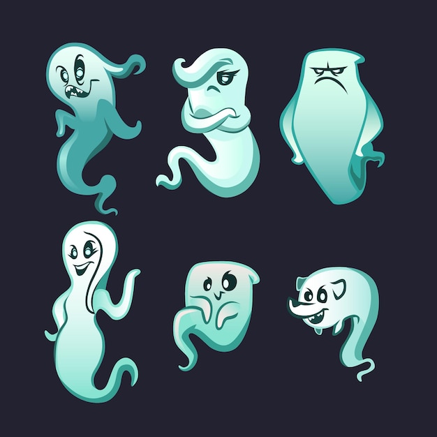 Colección fantasma de halloween en diseño plano