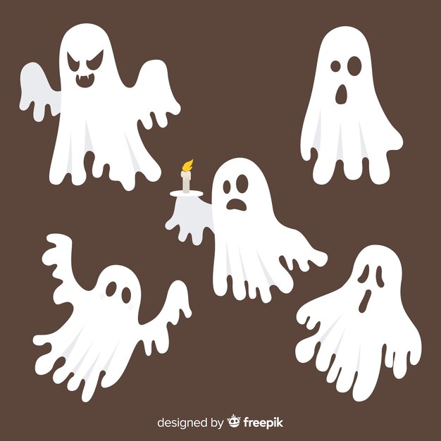 Colección de fantasmas espeluznantes de halloween dibujados a mano
