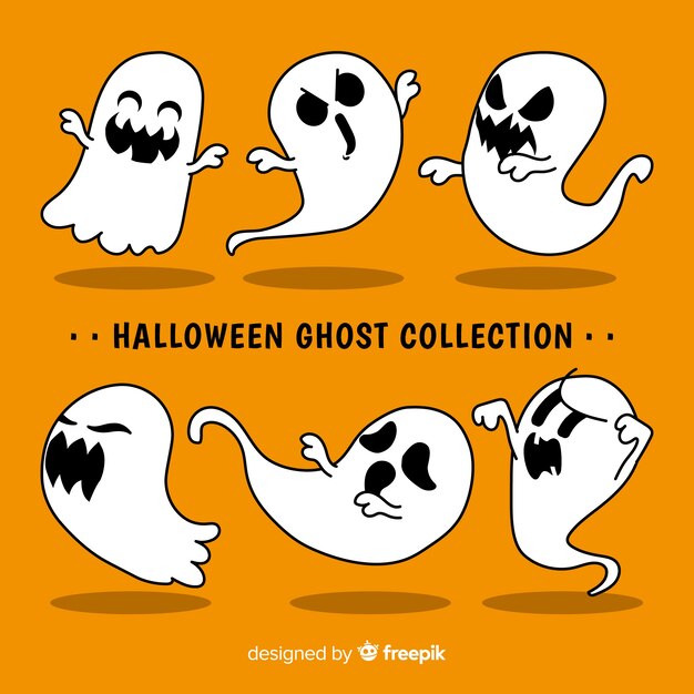 Colección de fantasmas de halloween adorables dibujados a mano