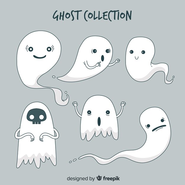 Colección de fantasmas de halloween adorables dibujados a mano