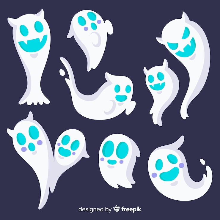 Vector gratuito colección de fantasmas de halloween dibujados a mano