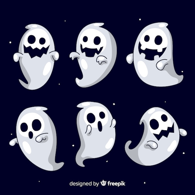 Vector gratuito colección de fantasmas de halloween dibujados a mano