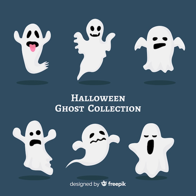 Colección de fantasmas de halloween en diferentes poses