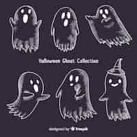 Vector gratuito colección de fantasmas de halloween en diferentes poses