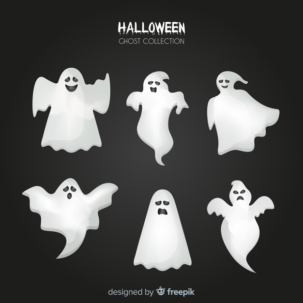 Colección de fantasmas de halloween en diseño plano