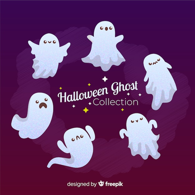 Colección de fantasmas de halloween con diseño plano