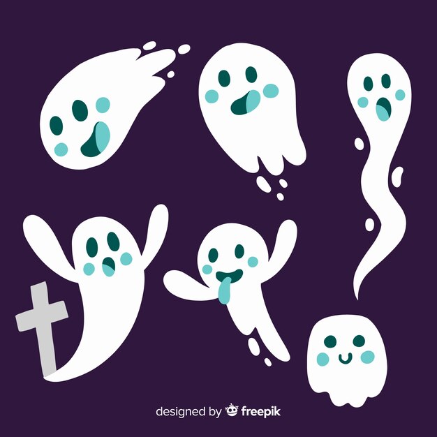Colección de fantasmas de halloween con diseño plano