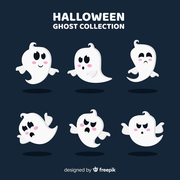 Colección de fantasmas de halloween con diseño plano