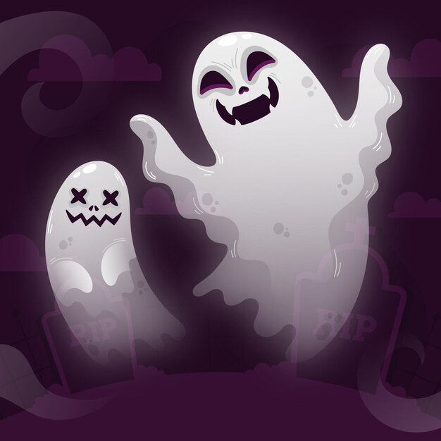 Colección fantasmas de halloween planos dibujados a mano