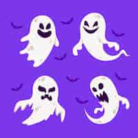 Vector gratuito colección fantasmas de halloween planos dibujados a mano