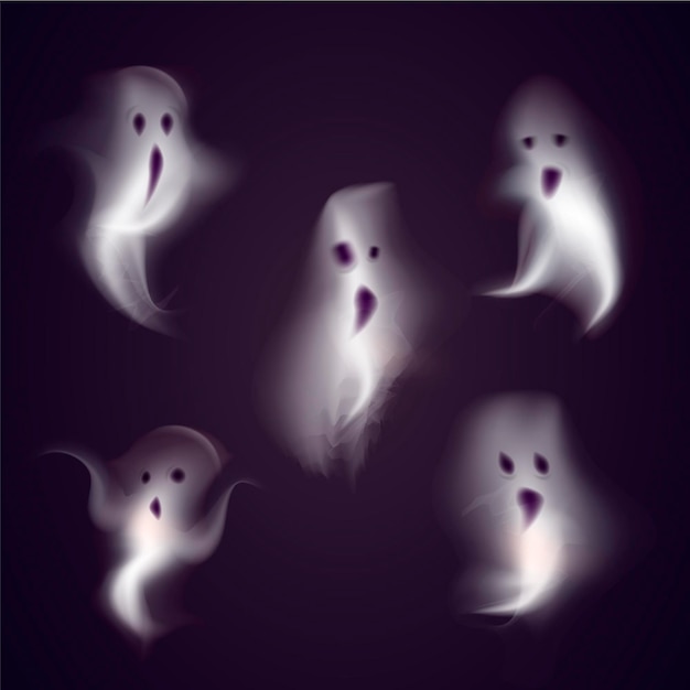 Vector gratuito colección de fantasmas de halloween realistas