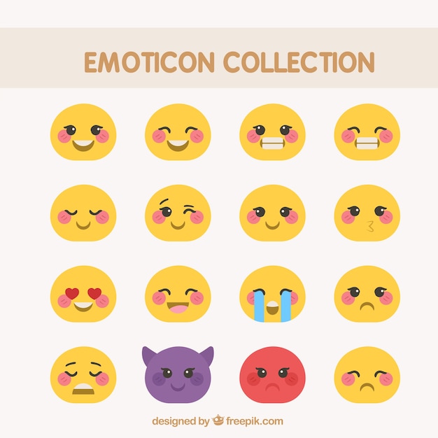 Vector gratuito colección fantástica de emoticonos