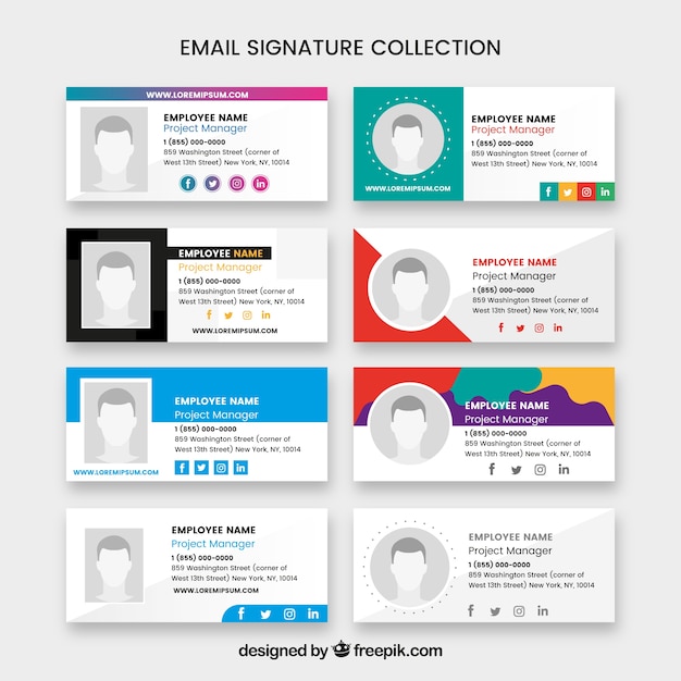Colección de firma de correo electrónico en estilo plano