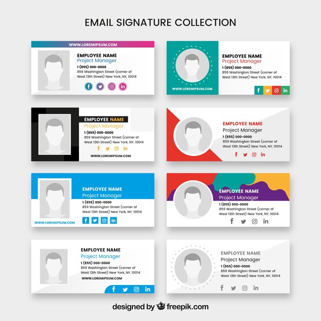 Colección de firma de correo electrónico en estilo plano