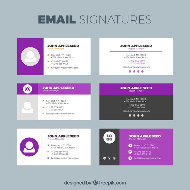 Colección de firma de correo electrónico en estilo plano