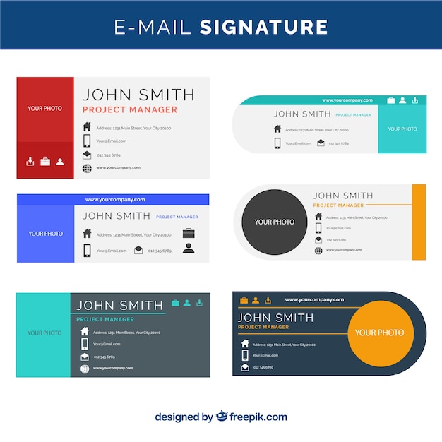 Colección de firma de correo electrónico en estilo plano