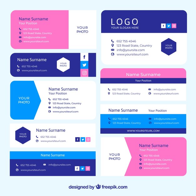 Colección de firma de correo electrónico en estilo plano