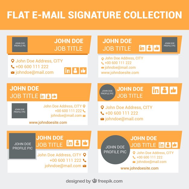 Colección de firma de correo electrónico en estilo plano
