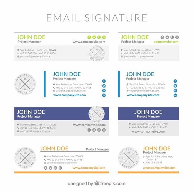 Colección de firma de correo electrónico en estilo plano