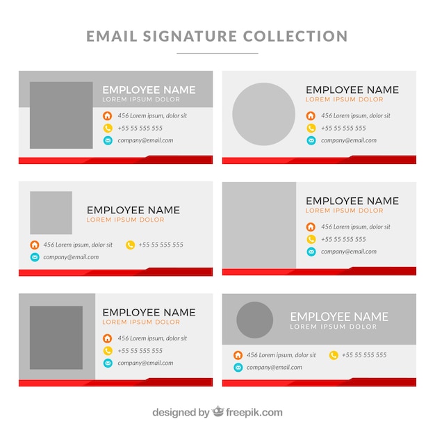 Colección de firma de correo electrónico en estilo plano