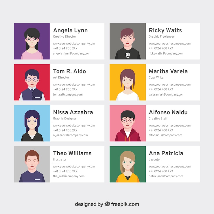 Vector gratuito colección de firmas de correo electrónico en estilo plano