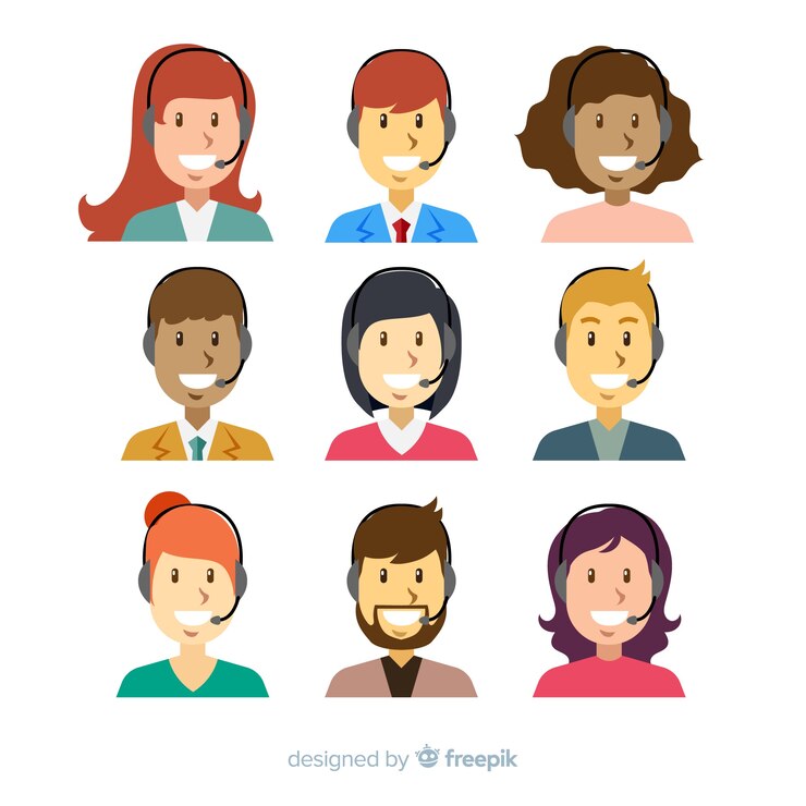 Vector gratuito colección flat de avatares de call center 