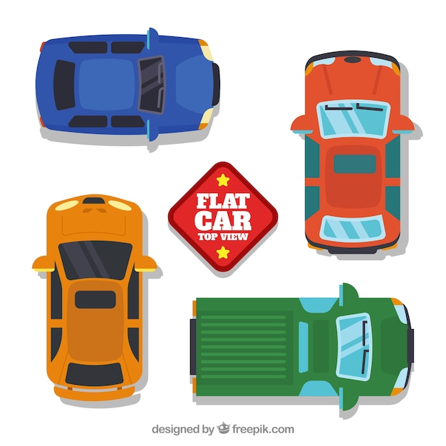 Vector gratuito colección flat de coches con espejos laterales grandes