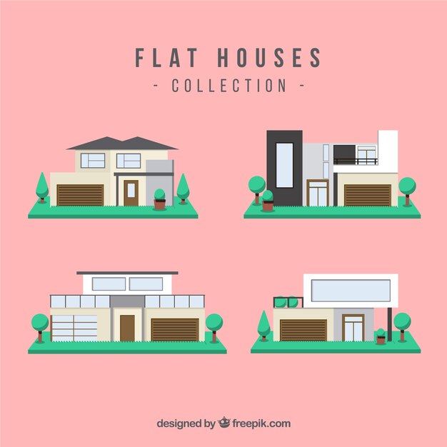 Vector gratuito colección flat de cuatro casas