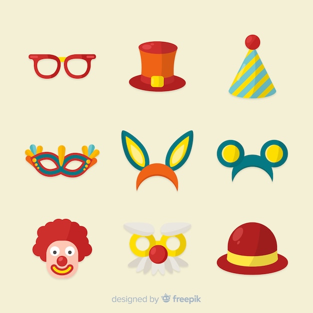 Colección flat de elementos de carnaval