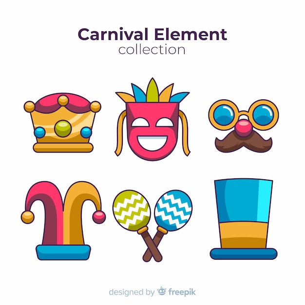 Vector gratuito colección flat de elementos de carnaval