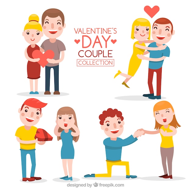 Vector gratuito colección flat de parejas para san valentin