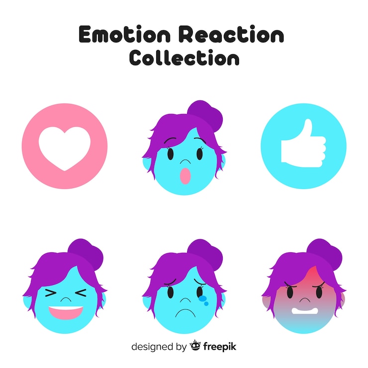 Vector gratuito colección flat de reacciones de emoticonos