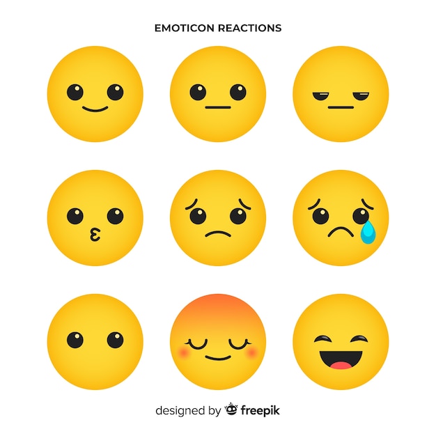 Vector gratuito colección flat de reacciones de emoticonos