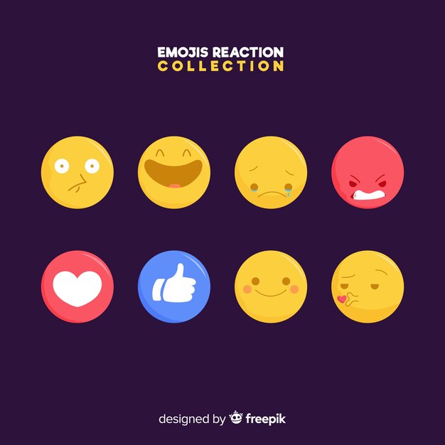 Colección flat de reacciones de emoticonos