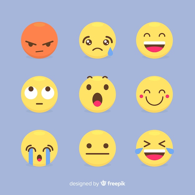 Vector gratuito colección flat de reacciones de emoticonos