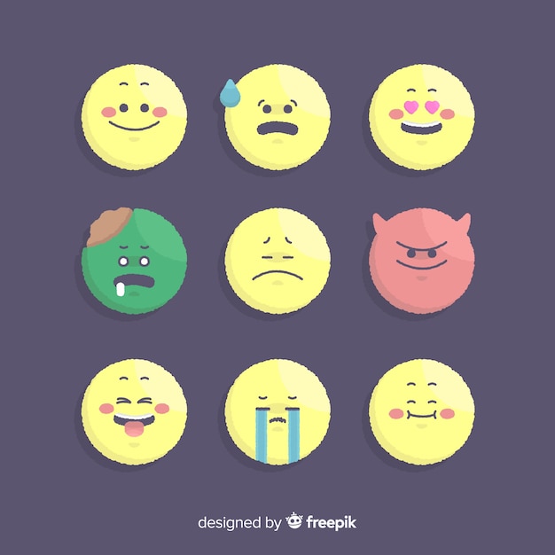 Colección flat de reacciones de emoticonos