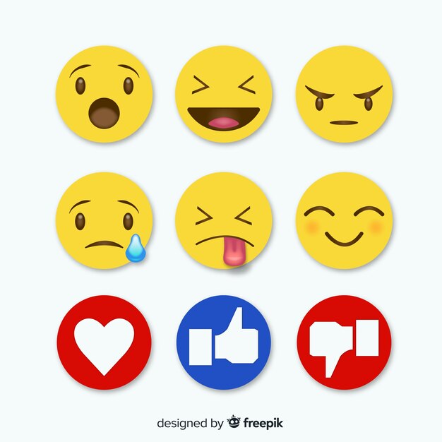 Colección flat de reacciones de emoticonos