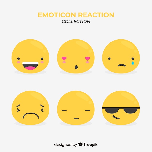 Vector gratuito colección flat de reacciones de emoticonos