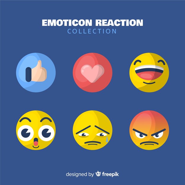 Colección flat de reacciones de emoticonos