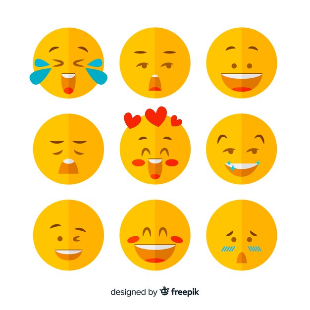 Colección flat de reacciones de emoticonos