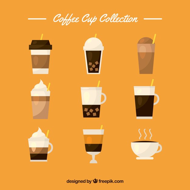 Colección flat de tazas de café