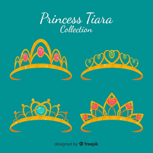 Colección flat de tiaras de princesa