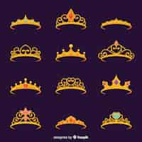 Vector gratuito colección flat de tiaras de princesa