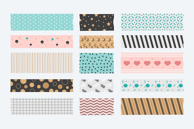 Vector gratuito colección flat washi tape