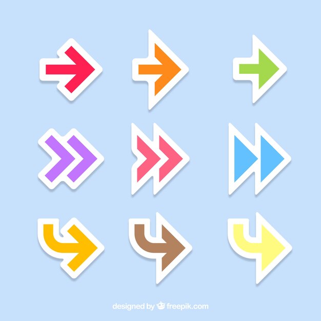 Colección de flechas en diseño plano