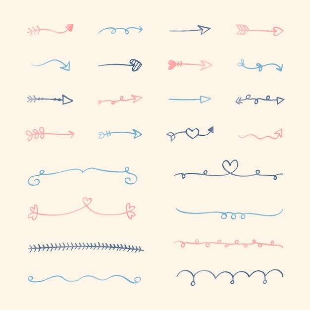 Colección de flechas doodle ilustración de estilo