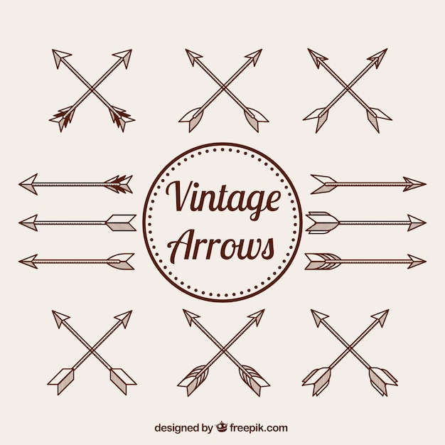Vector gratuito colección de flechas vintage dibujadas a mano